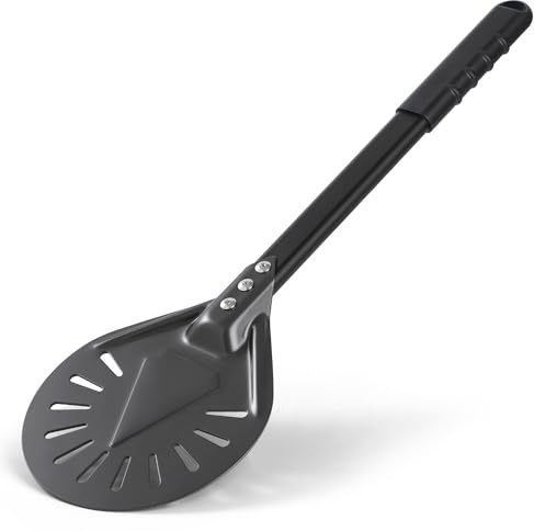 Leightszen Pizza Turning Peel - Pizza Turner - Restaurant-Grade Aluminum Perforated Pizza Peel Lightweight Metal Outdoor Pizza Oven Accessories