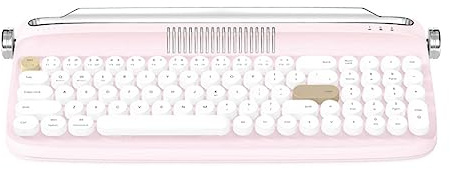 Komdndht B309 bärbart retro tangentbord dubbelt läge för bärbar dator surfplatta telefon laddningsmodeller rosa