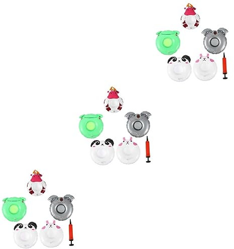 Alasum 3juegos Flotadores Inflables De PVC para Bebidas Juego De Posavasos Forma De Animales Cartoon y Verano