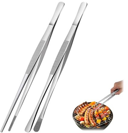 2 Pièces Pince Cuisine 30 cm et 30 cm, Pincette de Cuisine Acier Inoxydable, Pince Cuisine, Professionnel Pince du Chef Pincette Culinaire de precision pour Viande Barbecue Décoration