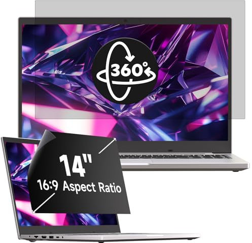 Mamol 360° Filtro de privacidad 14 pulgadas 16:9, ángulo completo anti espía pantalla de privacidad de 14 pulgadas, compatible con ordenador portátil (310 mm x 174 mm)