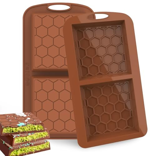 Stampo Per Tavoletta Di Cioccolato In Silicone 2 Pezzi, Stampo tavoletta cioccolato, Ideale per Dolci e Decorazioni di Torte, Stampi in silicone Senza BPA, Restende le temperature da -40 °C a +230 °C
