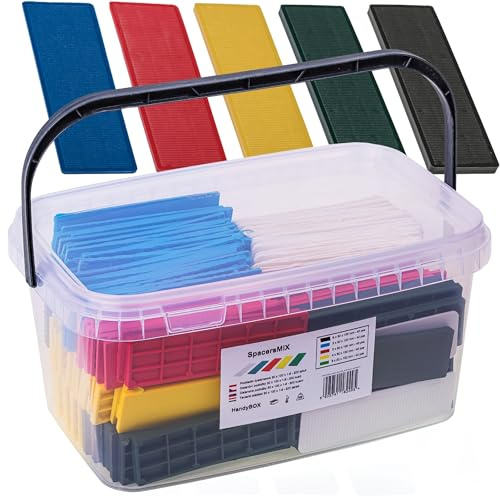 INTAKO Spessori in Plastica - 200 Pezzi 30 x 100 mm - Distanziali 2-6 mm - Set di blocchi per vetri - Cunei Per Piastrelle - Distanziatori per il Montaggio Finestre PVC - Spessore Per Mobili