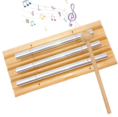 Nzkeuf Energy Chime, 3 Tonali Campane Sonore con Martello di Legno, Strumento a Percussione, Energy Glockenspiel, Chime Percussion Strumenti Musicali per La Meditazione Yoga Precoce Educazione