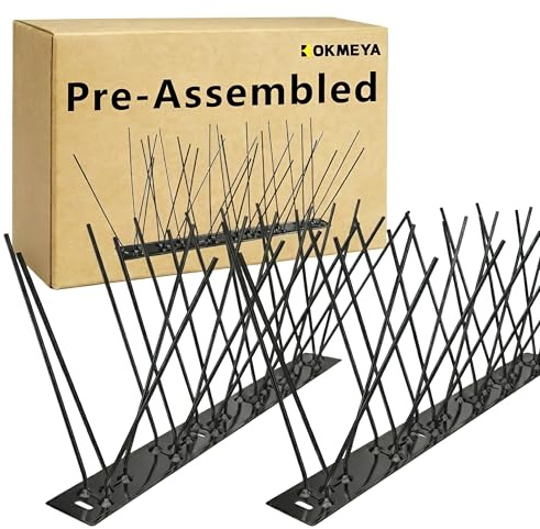 KOKMEYA Pic Anti-Pigeon 7.5m Pré-Assemblé, Pics Oiseaux en Acier Inoxydable 304 pour Mouettes et Corneilles, Anti-Pigeons Métal Répulsif pour Clôture, Balcon et Rebord Fenêtre, Noir