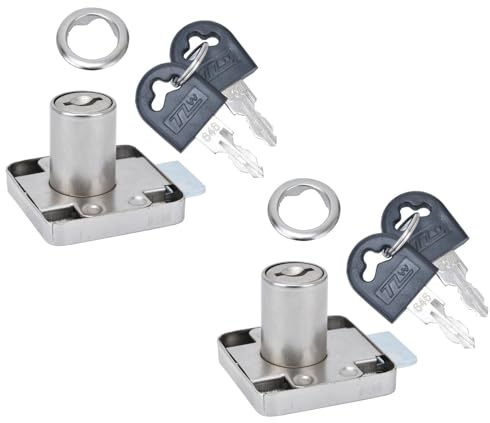 Skåplås möbellås, cylinder, platt tunga möbellås, skruvlås med nyckel för lådor, kontorsskrivbord, skåplås, möbellås, portföljskåp, brevlådelås (2 st)
