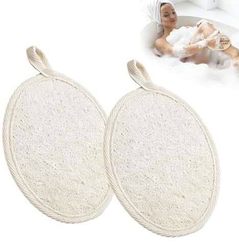 FAYHETG Naturlig svamp luffa 2 stycken svampar loofah mesh skummande duschsvamp kropp, mjuk hållbar badsvamp, nät skummande duschsvamp kropp luffasvamp för rengöring, kroppsskrubb