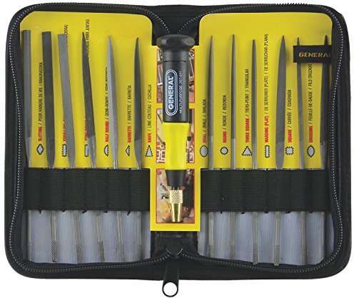 General Tools 707475 Swiss Pattern Needle File Set, 12-Piece, Black, Set of 12 and Handle