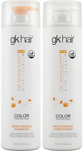 GK Hair Cheratina Globale Moisturizing Shampoo e Balsamo Set Idratanti per Capelli Colorati - Uso Quotidiano da Secchi a Normali Senza Parabeni 1000ml