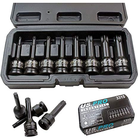 US PRO par Bergen 8 1/2 TORX Impact Trx-star Socket Bit Set t30-t80 Cr-Mo 80 mm long B1306