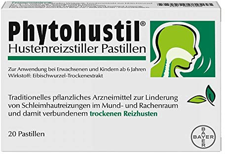 Die 20er Packung der Phytohustil Hustenreizstiller Pastillen in praktischen abtrennbaren Blistern, optimal auch für unterwegs