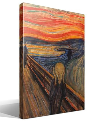 cuadrosfamosos.es El Grito | Edvard Munch | Expresionismo | Cuadro Canvas Wall Art | Impresion Giclee lienzo algodon puro | Bastidor 3cm | 70x95cm