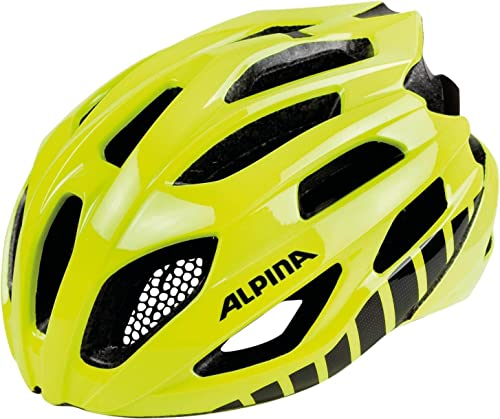 ALPINA FEDAIA - Aerodynamischer, Leichter & Individuell Anpassbarer Fahrradhelm Mit Fliegennetz & Optionalen LED Für Erwachsene, be visible gloss, 53-58 cm