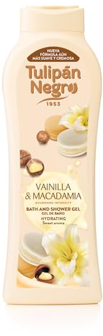 Tulipán Negro - Gel de Baño Nutritivo e Hidratante Vainilla y Macadamia 650 ml, Dulce Aroma