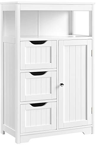 Yaheetech Badezimmerschrank, Unterschränke Beistellschrank mit 3 Schubladen, Einer Ablage und Schranktür, verstellbare Regalebene, Wohnzimmer, Küche, Flur, Holz