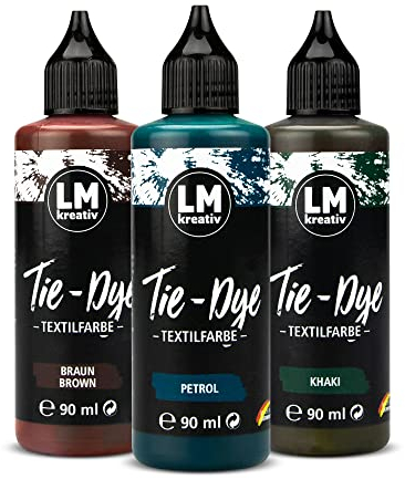 Tie - Dye Kreativ Textifarbe 3er Set - Wild Adventure - 3 x 90 ml Textilfarbe für Batik oder Airbrush. Auch als Textil Sprühfarbe oder DIY Bartikfabe Set nutzbar. Die Textilfarbe zum Batiken.