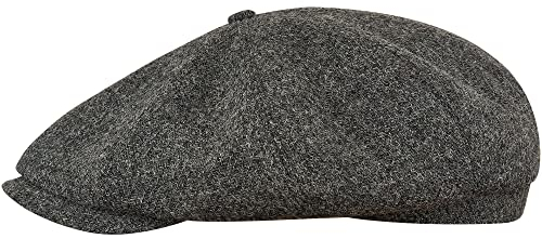Sterkowski Modell Shelby | Harris Tweed Schiebermütze für Herren | Paperboy Cabrio Gansgster Flatcap Schirmmütze Baker Boy Cabrio Vintage Schottische Newsboy Ballonmütze Mittelgrau 58 cm