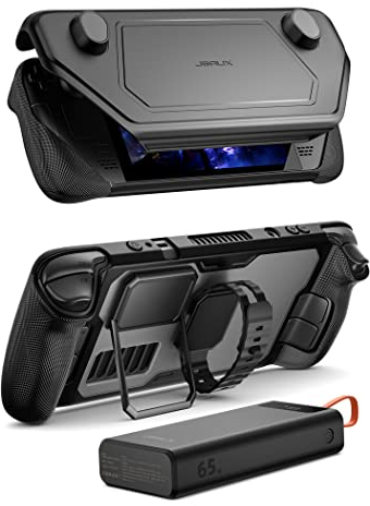 JSAUX PC0104 ModCase Compatibile con Steam Deck/OLED, il coperchio modulare Include 20000mAh Power Bank, Copertura Anteriore Staccabile, Guscio Protettivo, Metal Holder and Strap - Power Bank Set