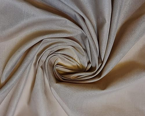 Plain Taupe Polycotton Fabric for Dressmaking, Art & Craft, Sewing, Quilting | 45'' - 115 cm Wide| Precut Length 5m