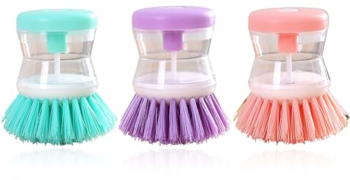 GRKB 3 Pcs Seifenspender-Spülbürste Spülbürste Mit Seifenspender Spülbürste Mit Spülmittelspender Multifunktions Reinigungsbürste Befüllbare Spülbürste Für Topf Pfanne Spülen Reinigung