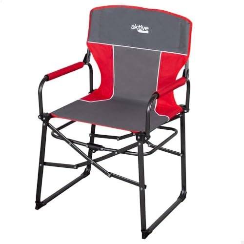 AKTIVE 63049 Silla Plegable Camping Director Antivuelco c/Plegado Compacto, Gris