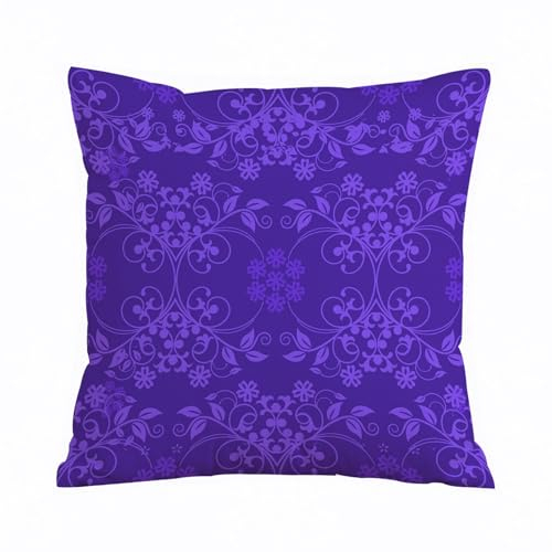 AELKSP Kissenbezug Kissenhülle Haus Dekorativ Für Jungen/Mädchen Wohnzimmer Schlafzimmer Sofa Stuhl Kissenbezüge,Aubergine, wunderschöne, wohlgeformte Blumen auf violettem Hintergrund,40x40 cm
