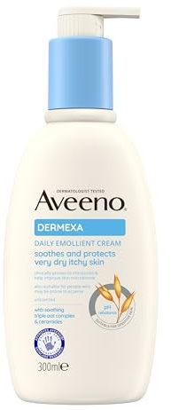 Aveeno Dermexa Daily Emollient Cream (1x 300ml), Emollient Cream Enriched with Triple Oat Complex and Ceramides, Soothing Relief from Dry, Itchy Skin Prone to Eczema