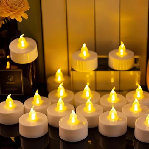 Hyperwell 12 Pack LED Candles Flickering, Realistic and Bright, Flameless LED Battery Tea Lights, Fake Candles for Parties, Halloween, Weddings, Christmas Home Decoration (Warm White)