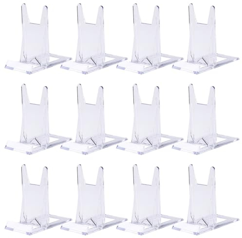 Meyrwoy 12Pcs Book Stand, Adjustable Clear Acrylic Display Stands, Multi-Use Easel Collector Holder for Comic Album CD Magazine Postcard Picture Artworks