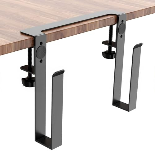 Support de Fixation Latéral Réglable pour Ordinateur Portable Rangement Latéral de Bureau pour Laptop Montage sans Perçage Organisateur Latéral en Métal de Table, pour Tablettes Livres (Simple couche)