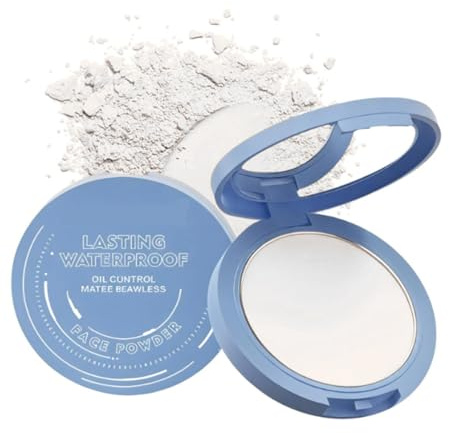 Setting Powder Translucent Face Powder,Pressed Pow-der Compact with Oil Absorbing & Blurring Effect,Fine Matte Powd-er for All Skin Types,Long-Lasting Waterproof Makeup Pow-der (03 Pearlescent White)