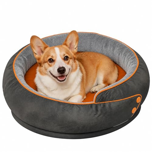 LELEFIDO Cuccia ortopedica rotonda per cani, letto medio per animali domestici con imbottitura in schiuma di supporto, cuscino morbido e accogliente per alleviare l'ansia, fodera rimovibile e lavabile