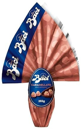 Uovo di Pasqua Baci Perugina Caramellato alle Mandorle 265 g – Cioccolatini Baci con Copertura Caramellata e Granella di Mandorle – Idea Regalo Pasqua