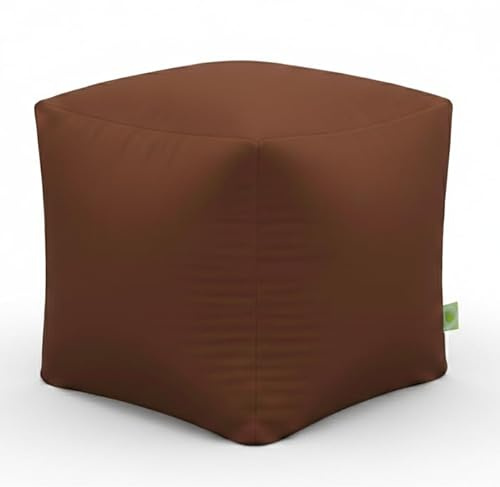 BeanLazy Chocolate Brown Bean Bag Cube - 45cm Square Ottoman & Footstool - Premium Earth Tone Pouffe for Living Room, Lounge & Bedroom Seating - Modern Soft Home Furniture - Pre-Filled