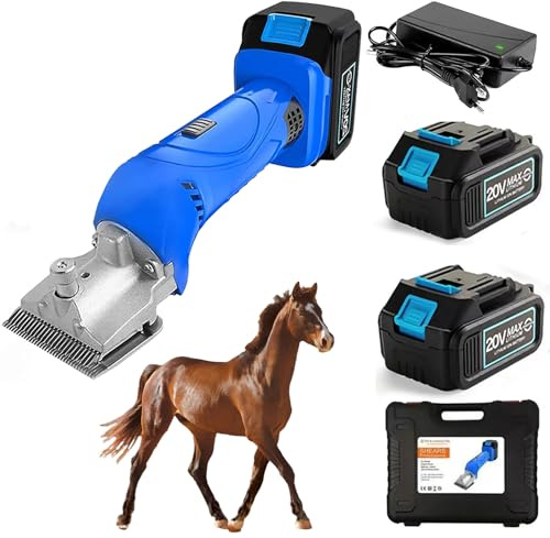 Sladdlösa Hästklippare 500w, Professionell Hästtrimmer Med 2 Laddningsbara Batterier, 6-växlad Elektrisk Skötselsax, Avtagbara Kolstålblad, Kraftfulla Clippers Professional Trimmer blue