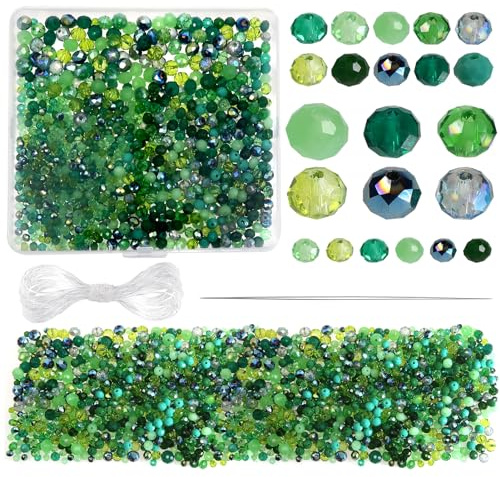 TOAOB 1000 st Facetterade Kristallglaspärlor Grönt Serie 4 mm 6 mm 8 mm | Tjeckisk Kristall Pärlor, Med Pärlnål och Elastisk Tråd, för Gör-det-själv Smycken Armband örhängen Smycken Hantverksprojekt