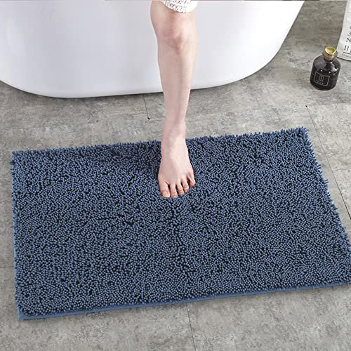 Odot rutschfeste Hochflor Badteppiche Maschinenwaschbare Badematte, Weiche Chenille für Badewanne, Dusche und Badezimmer,Badvorleger (40x60cm,Dunst blau)