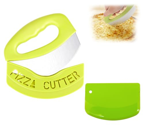 Yuqilin Découpe Pizza en Inox, Roulette a Pizza avec Couvercle de Protection, Pizza Cutter Rocker, Grattoir à Pâte, pour Couper des Pizzas, du Fromage, Des Légumes, Des Gâteaux