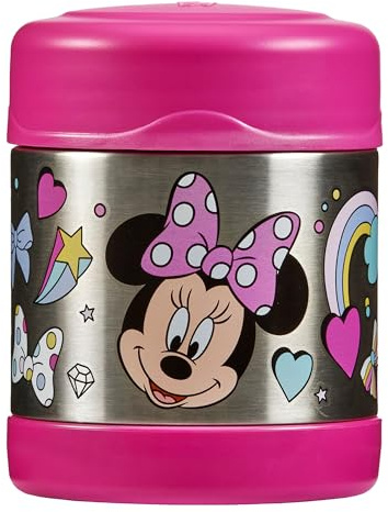 Thermos - Disney Minnie Mouse Food Flask (290ml) - BPA Free, Stainless Steel, Spill Proof, Daisy Duck, Thermal Kids Flask with Personalised Name Labels for Lunch Box, 5 Hours Hot & 7 Hours Cold