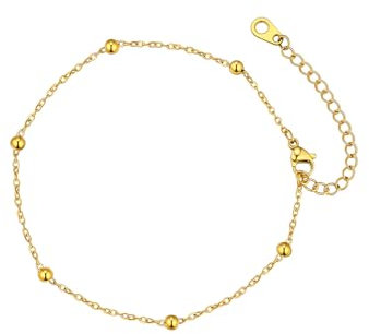 FaithHeart fotkedja för kvinnor, sommar strand vristlänk 22 cm lång, silver guld svart ankelkedja med kula, unik fotsmycke med presentförpackning för mamma, dotter, flickvän, Rostfritt stål