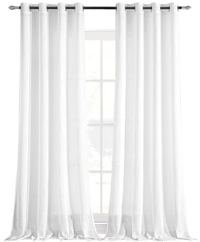 MIULEE Tende Finestre con Occhielli Tenda a Pannello Traslucido Tende Moderne a Vela Trasparente Adatte per Porte Balcone Soggiorno Camera da Letto 2 Pezzo Set Bianco Puro 140x280 cm