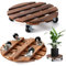 CHAMSUREUK 2 Pack 30CM-12 Inch Plant Caddy Wood Plant Stands with Wheels Plant Pot Trolley with Metal Lockable Caster Wheels Heavy Duty Rolling Plant Stand (Wood - Round)
