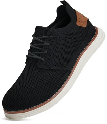 LEZTA Men's Casual Dress Sneakers Business Lightweight Oxfords Arch Support Walking Shoes(Black H Size 7)