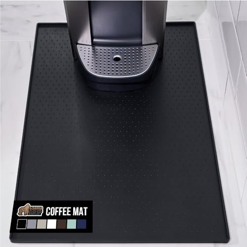 GORILLA GRIP Silicone Coffee Mat, 15x23, Espresso Machine Bar Accessories, Keep Kitchen Counters Clean, Stays in Place, Waterproof and Heat Resistant Dish Drying Mats, Home Decor Essentials, Black