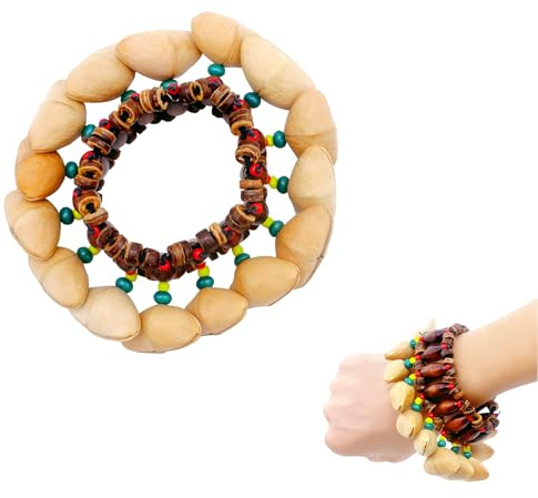 Pulseras Fay Bless de concha de semilla para danza, banda de nuez de muñeca, sonajas para danza, yoga, meditación, ASMR y terapia de sonido (2 piezas)