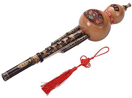 Handgemachter Hulusi Flöte in C, Einfach spielbar, reines Klangrohr aus schwarzem Bambus, mit Etui für Anfänger, Geschenke