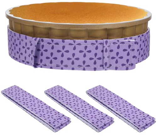 Nogeqi 3 Pcs Cake Strips for Even Baking, Baking Strips for Cake Pans, Anti Scald Strip for Kitchen Bakery Restaurant Even Baking(Purple)