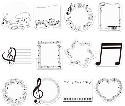 Feivando 240 Sheets/12 Pads Music Themed Sticky Notes Self-Adhesive Musical Writting Notepads Music Note Post Its Message Reminder for Teacher Appreciation School Office Supplies