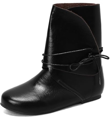 Bviennic Donna Stivaletti Piatto Casuale Punta Rotonda Cordoncino Slouch 2380 Nero Numero 46 EU/48Cn