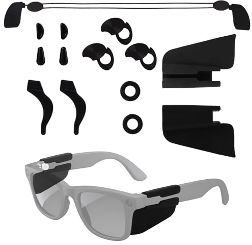 Accessoires pour Lunettes Connectées Ray-Ban Meta Wayfarer/Headliner/Skyler, Plaquettes Nasales Pare-Soleil Embouts Branches Protections Latérales & Cordon pour Maintien Optimal & Confort Accru